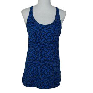 Nike Womens Dri-Fit Racerback Activewear Tank Top Blue Black Geo SOFT Size Small